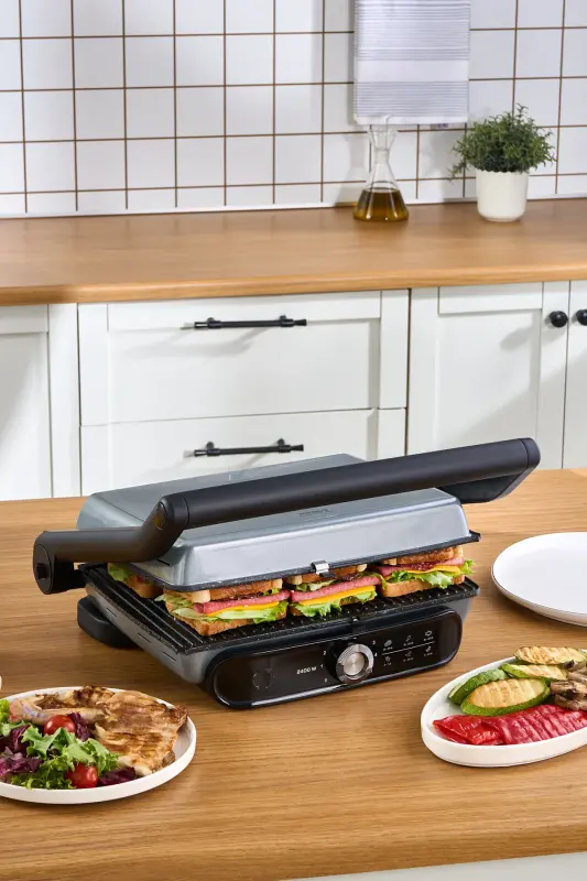 Gastro Grill Pro 2400W Grill va Toaster Mashinasi Antrasit - 5