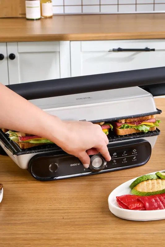 Gastro Grill Pro 2400W Izgara va Tost Mashinasi Mulberry 6 Dilim Sig‘imli-Mulberry - 3