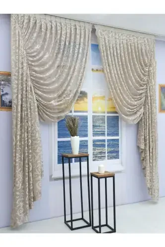 Gathered 2 Panel Tulle Curtain Mink-Mink - 3