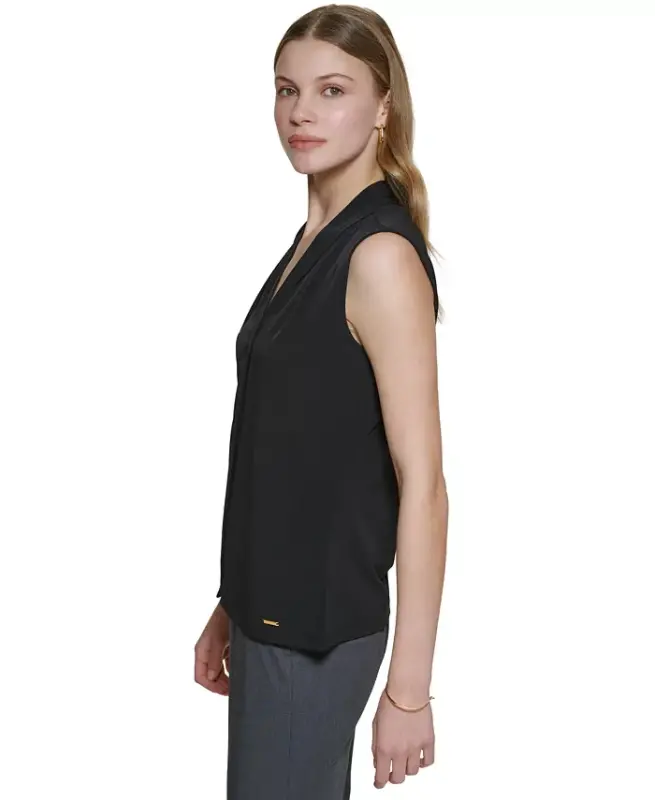 Gathered V-Neck Sleeveless Top - 3