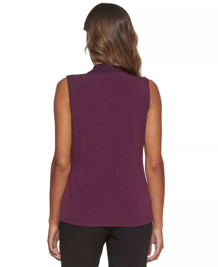 Gathered V-Neck Sleeveless Top Aubergine - 2