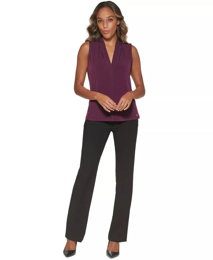 Gathered V-Neck Sleeveless Top Aubergine - 3