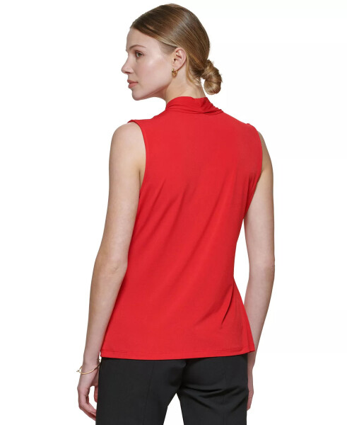 Gathered V-Neck Sleeveless Top Red - 2