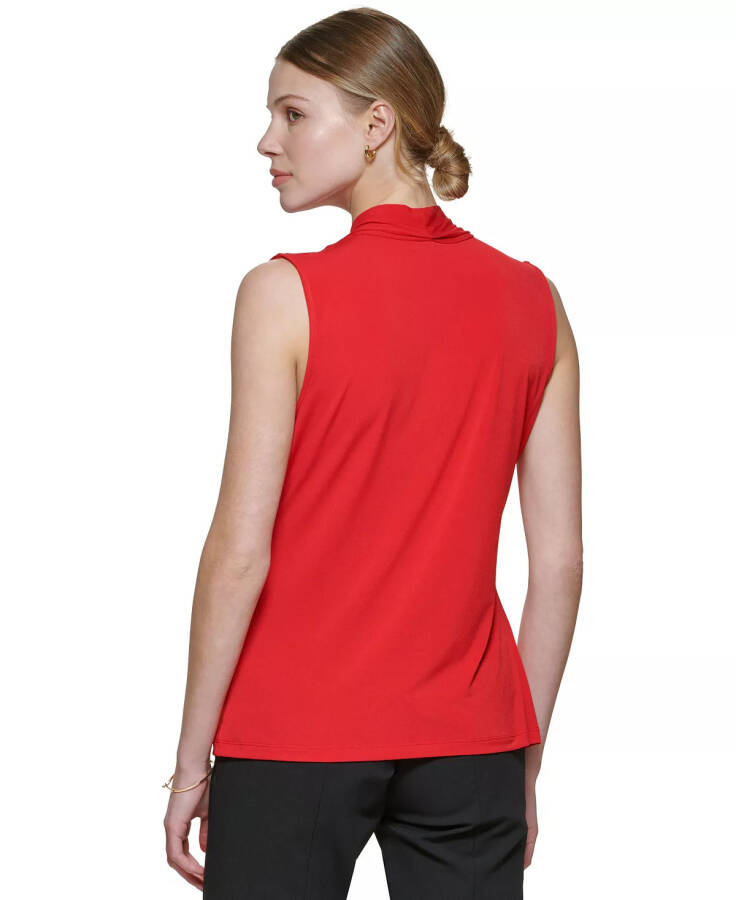 Gathered V-Neck Sleeveless Top Red - 2