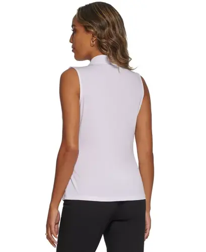 Gathered V-Neck Sleeveless Top-White - CALVIN KLEIN (1)