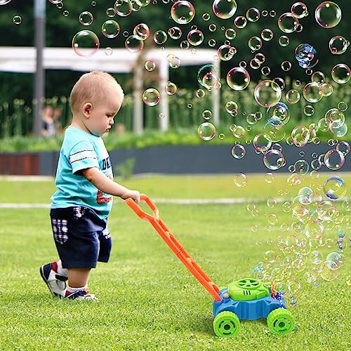 Газонокосилка Lydaz Bubble для малышей 1-3 лет, детская машина для создания мыльных пузырей, наружные летние игрушки для садоводства, игрушки для Хэллоуина и подарков на день рождения для дошкольников, мальчиков и девочек в возрасте 1 2 3+ лет - 4