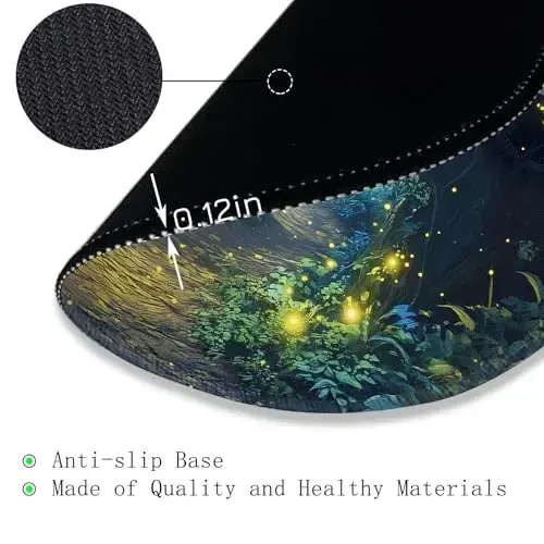 Gctriki Fireflies Forest Round Mouse Pad, with Stitched Edge Non-Slip Rubber Base, Small Travel Mouse Pad for Laptop Computer Desk Gaming, Cute Office Desk Accessories Decor for Women - 6