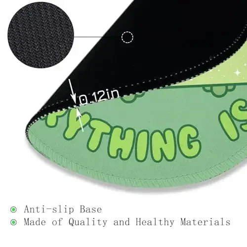 Gctriki Axlat qutisi yong'inga qarshi sichqoncha paneli, stol uchun yoqimli adaçayı yashil sichqoncha yostiqchalari, noutbuk o'yinlari uchun kulgili dumaloq sichqoncha paneli tikilgan chekka sirpanmaydigan kauchuk taglik, ayollar uchun yoqimli yashil ofis stolining aksessuarlari dekorasi - 5