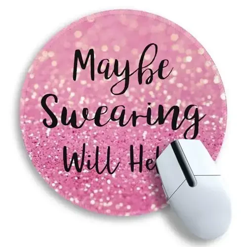 Gctriki Computer Mouse Pad, Funny Pink Round Mouse Pads for Desk Travel Work Laptop Gaming, Cute Pink Home Office Supplies Desk Accessories Decor Inspirational Graduation Gifts Office Gifts 