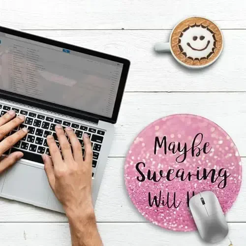 Gctriki Computer Mouse Pad, Funny Pink Round Mouse Pads for Desk Travel Work Laptop Gaming, Cute Pink Home Office Supplies Desk Accessories Decor Inspirational Graduation Gifts Office Gifts - 2