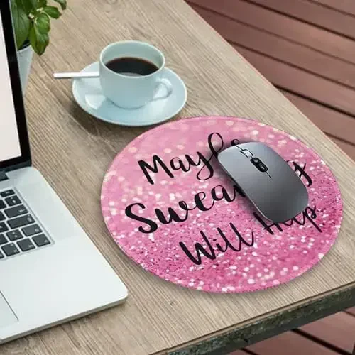 Gctriki Computer Mouse Pad, Funny Pink Round Mouse Pads for Desk Travel Work Laptop Gaming, Cute Pink Home Office Supplies Desk Accessories Decor Inspirational Graduation Gifts Office Gifts - 3
