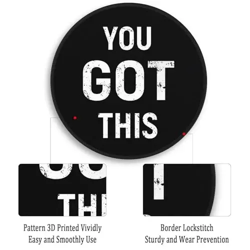 Gctriki Black Round Mouse Pad, Motivation Home Office Desk Black Decor for Men Women, Funny Computer Mouse Pads for Desk Laptop Gaming, Inspirational Office Gifts for Coworkers - You Got This - 4