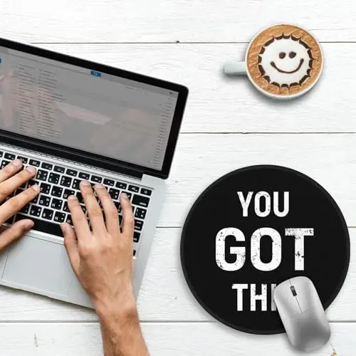 Gctriki Black Round Mouse Pad, Motivation Home Office Desk Black Decor for Men Women, Funny Computer Mouse Pads for Desk Laptop Gaming, Inspirational Office Gifts for Coworkers - You Got This - GCTRIKI (1)