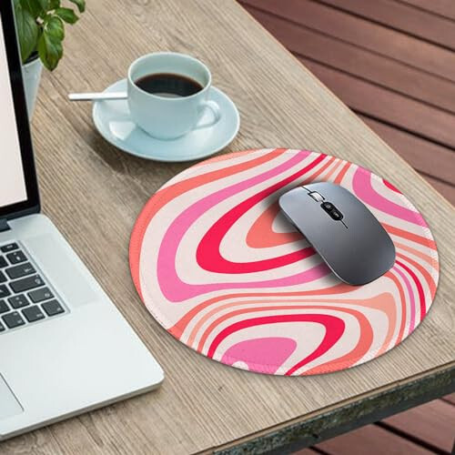 Gctriki Boho Mouse Pad, Small Round Mouse Pads for Desk, Gaming Mousepad with Stitched Edge Non-Slip Rubber Base, Retro Mini Mouse Pad for Laptop, Cute Office Desk Accessories Decor for Women - 2