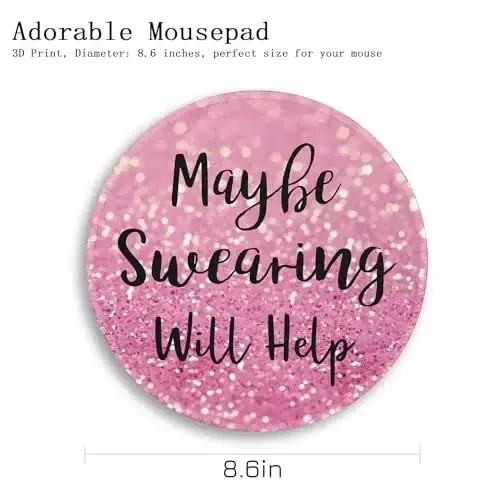 Gctriki Computer Mouse Pad, Funny Pink Round Mouse Pads for Desk Travel Work Laptop Gaming, Cute Pink Home Office Supplies Desk Accessories Decor Inspirational Graduation Gifts Office Gifts - 6