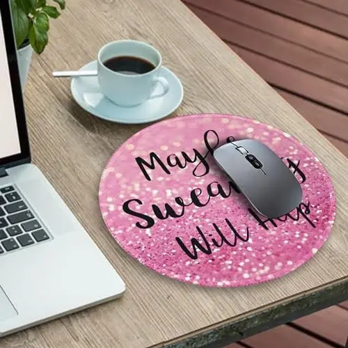 Gctriki Computer Mouse Pad, Funny Pink Round Mouse Pads for Desk Travel Work Laptop Gaming, Cute Pink Home Office Supplies Desk Accessories Decor Inspirational Graduation Gifts Office Gifts - 3