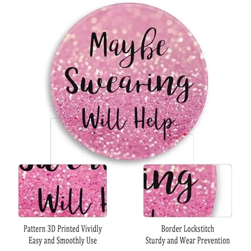 Gctriki Computer Mouse Pad, Funny Pink Round Mouse Pads for Desk Travel Work Laptop Gaming, Cute Pink Home Office Supplies Desk Accessories Decor Inspirational Graduation Gifts Office Gifts - 4