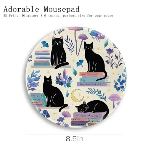 Gctriki Cute Black Cat Mouse Pad, 8.6