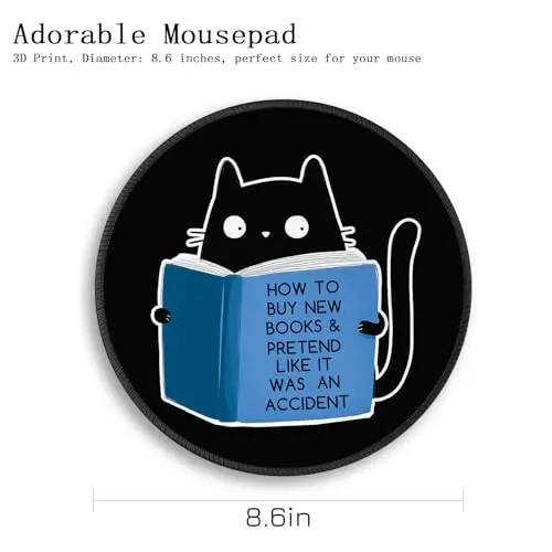 Gctriki Cute Cat Reading Mouse Pad, 8.6