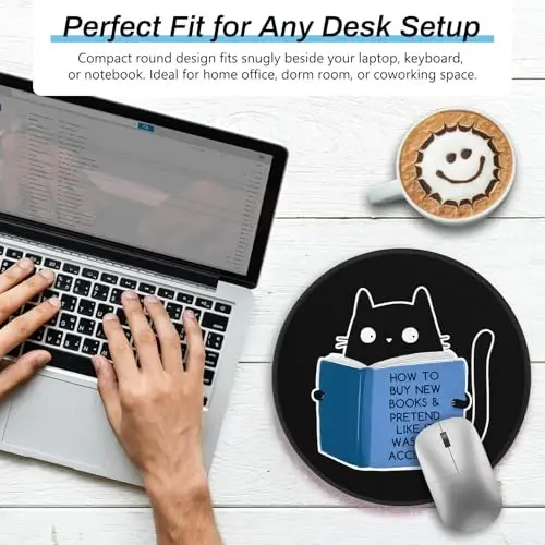 Gctriki Cute Cat Reading Mouse Pad, 8.6