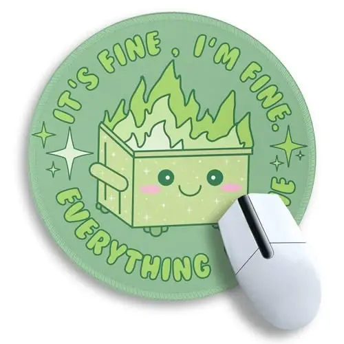 Gctriki Dumpster on Fire Mouse Pad, Cute Sage Green Mouse Pads for Desk, Funny Round Mousepad for Laptop Gaming Stitched Edge Non-Slip Rubber Base, Cute Green Office Desk Accessories Decor for Women - GCTRIKI