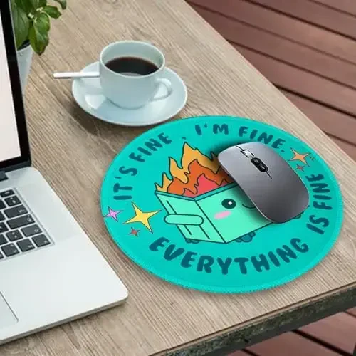 Gctriki Dumpster on Fire Mouse Pad for Desk, Funny Green Round Mousepad for Computer Laptop Gaming, Stitched Edge Non-Slip Rubber Base, Cute Home Office Desk Accessories Decor for Women - 3