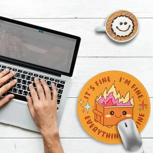 Gctriki Dumpster on Fire Mouse Pad for Desk, Funny Small Round Mousepad for Computer Laptop Gaming, Stitched Edge Non-Slip Rubber Base, Cute Dumpster Home Office Desk Accessories Decor for Women - GCTRIKI (1)