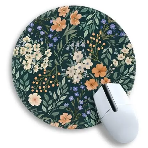 Gctriki Floral Mouse Pad, Cute Small Mouse Pads for School Office Supplies | Round Mouse Mat for Computer Laptop, Stitched Edges, Non-Slip, Washable, Office Desk Decor Gifts for Women Teacher Nurse - GCTRIKI