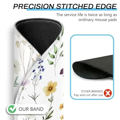 Gctriki Floral Round Mouse Pad, Back to School Supplies Teacher Desk Decor | Small Comfortable Desk Mat, Stitched Edges, Non-Slip Rubber Base, Washable, Portable, Cute Office Accessories for Women - 3