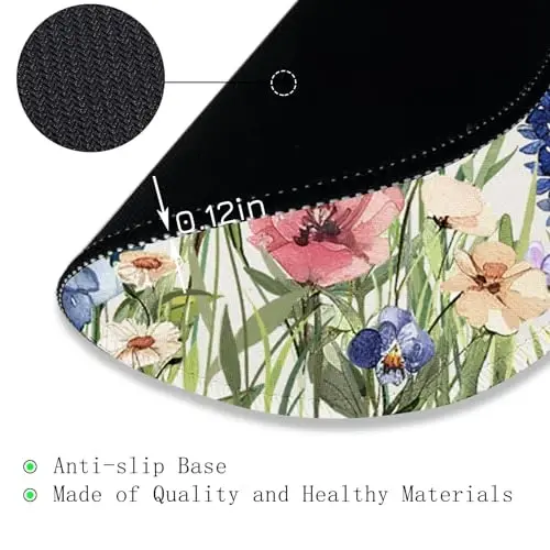 Gctriki Flowers Plants Mouse Pads for Desk,Cute Floral Small Round Mousepad with Stitched Edge Non-Slip Rubber Base,Comfortable Computer Mouse Pad for Laptop, Cute Office Desk Accessories Decor - 5