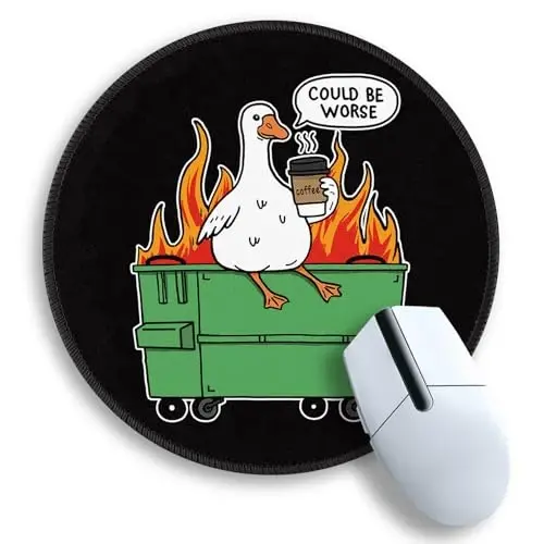 Gctriki Funny Goose Small Mouse Pad, 8.6 Inch Round Office Desk Mat Decor | Stitched Edges, Non-Slip, Washable, Cute Humorous Gift for Coworkers Boss, Mousepad, Computer Laptop Office Desk Accessories - GCTRIKI