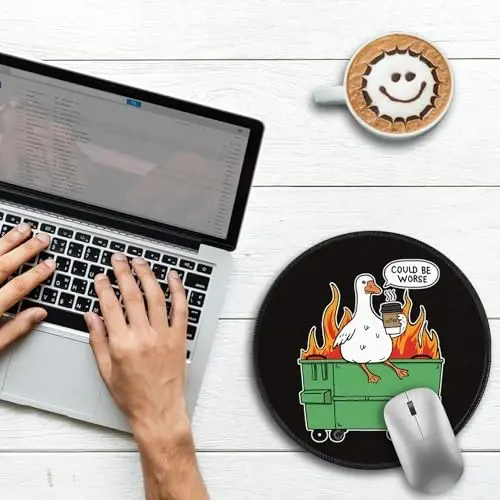 Gctriki Funny Goose Small Mouse Pad, 8.6 Inch Round Office Desk Mat Decor | Stitched Edges, Non-Slip, Washable, Cute Humorous Gift for Coworkers Boss, Mousepad, Computer Laptop Office Desk Accessories - GCTRIKI (1)
