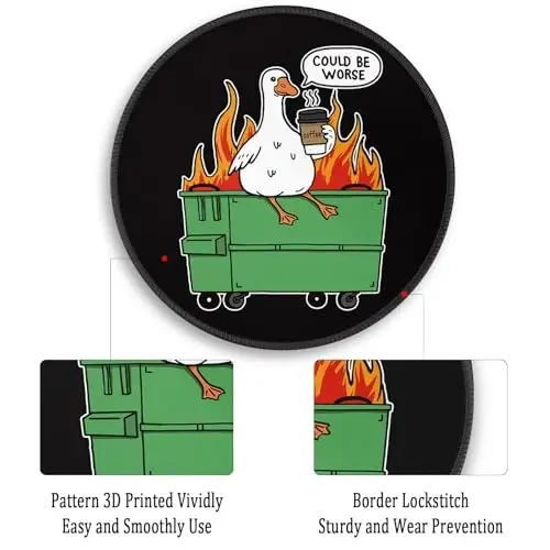 Gctriki Funny Goose Small Mouse Pad, 8.6 Inch Round Office Desk Mat Decor | Stitched Edges, Non-Slip, Washable, Cute Humorous Gift for Coworkers Boss, Mousepad, Computer Laptop Office Desk Accessories - 4