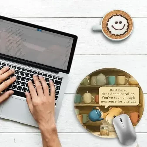 Gctriki Funny Hamster Round Mouse Pads for Desk, Small Desk Mat Stitched Edge Non-Slip Rubber Base, Mousepad for Travel Laptop Computer Gaming, Cute Office Accessories with Motivational Quote - 2