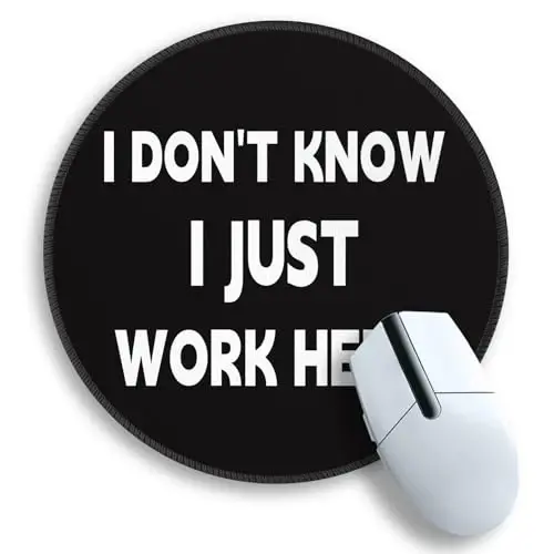 Gctriki Funny Office Desk Mouse Pad, Small Work Mouse Pads for Desk Decor | Non-Slip, Stitched Edge, Round Mouse Mat for Computer Laptop, Cute Office Desk Accessories Supplies Gifts, I Don't Know - GCTRIKI
