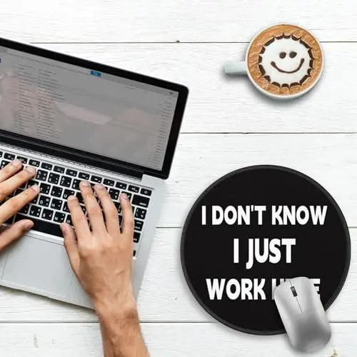 Gctriki Funny Office Desk Mouse Pad, Small Work Mouse Pads for Desk Decor | Non-Slip, Stitched Edge, Round Mouse Mat for Computer Laptop, Cute Office Desk Accessories Supplies Gifts, I Don't Know - GCTRIKI (1)