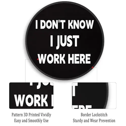 Gctriki Funny Office Desk Mouse Pad, Small Work Mouse Pads for Desk Decor | Non-Slip, Stitched Edge, Round Mouse Mat for Computer Laptop, Cute Office Desk Accessories Supplies Gifts, I Don't Know - 4