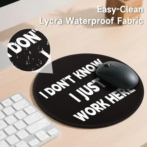 Gctriki Funny Office Desk Mouse Pad, Small Work Mouse Pads for Desk Decor | Non-Slip, Stitched Edge, Round Mouse Mat for Computer Laptop, Cute Office Desk Accessories Supplies Gifts, I Don't Know - 6