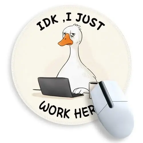Gctriki Goose Round Mouse Pad, Office Desk Mousepad, Funny Decor, 8.6 in | Stitched Edges, Non-Slip Rubber Base, Computer Mouse Pads for Laptop Wireless Mouse, Office Desk Accessories Supplies Gifts - GCTRIKI