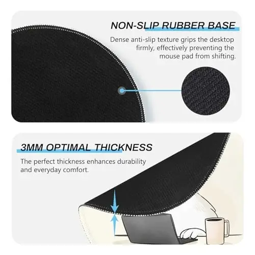 Gctriki Goose Round Mouse Pad, Office Desk Mousepad, Funny Decor, 8.6 in | Stitched Edges, Non-Slip Rubber Base, Computer Mouse Pads for Laptop Wireless Mouse, Office Desk Accessories Supplies Gifts - 4
