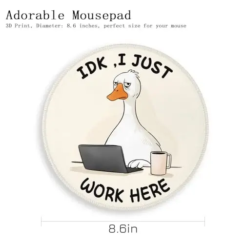 Gctriki Goose Round Mouse Pad, Office Desk Mousepad, Funny Decor, 8.6 in | Stitched Edges, Non-Slip Rubber Base, Computer Mouse Pads for Laptop Wireless Mouse, Office Desk Accessories Supplies Gifts - 5