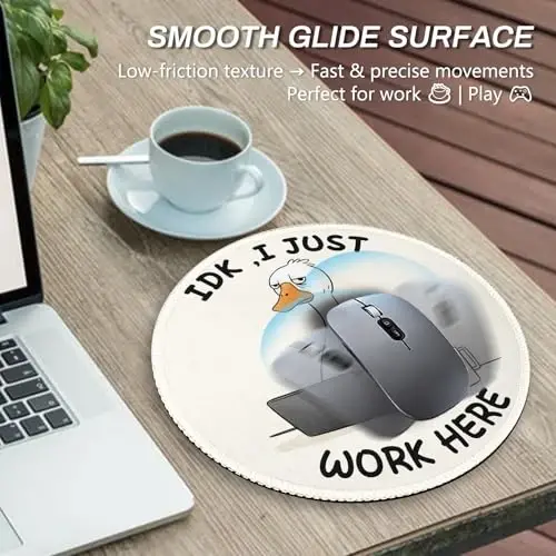 Gctriki Goose Round Mouse Pad, Office Desk Mousepad, Funny Decor, 8.6 in | Stitched Edges, Non-Slip Rubber Base, Computer Mouse Pads for Laptop Wireless Mouse, Office Desk Accessories Supplies Gifts - 6