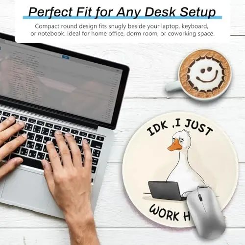 Gctriki Goose Round Mouse Pad, Office Desk Mousepad, Funny Decor, 8.6 in | Stitched Edges, Non-Slip Rubber Base, Computer Mouse Pads for Laptop Wireless Mouse, Office Desk Accessories Supplies Gifts - GCTRIKI (1)