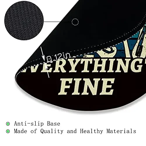 Gctriki Skull Mouse Pad, Funny Round Mouse Pads for Desk, Skeleton Small Mousepad for Laptop Gaming, Stitched Edge Non-Slip Rubber Base, Funny Cute Office Desk Accessories Decor for Women It's Fine - 6