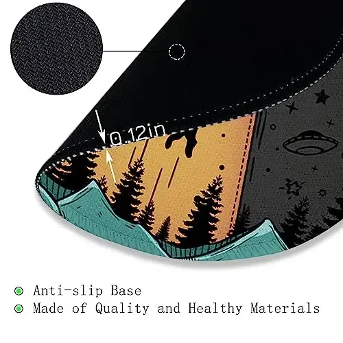 Gctriki Small Round Mouse Pad for Desk, Stitched Edge Non-Slip Rubber Base, Funny UFO Cow Mousepad for Laptop Computer Gaming, Cute Home Office Decor Desk Accessories Supplies, 8.6 x 8.6 Inch - 6