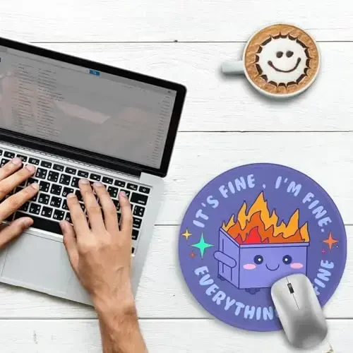 Gctriki Dumpster on Fire Mouse Pad for Desk, Funny Purple Round Mousepad for Computer Laptop Gaming, Stitched Edge Non-Slip Rubber Base, Cute Dumpster Home Office Desk Accessories Decor for Women - GCTRIKI (1)