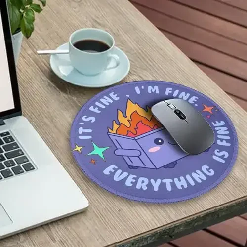 Gctriki Dumpster on Fire Mouse Pad for Desk, Funny Purple Round Mousepad for Computer Laptop Gaming, Stitched Edge Non-Slip Rubber Base, Cute Dumpster Home Office Desk Accessories Decor for Women - 3