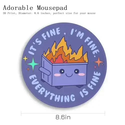 Gctriki Dumpster on Fire Mouse Pad for Desk, Funny Purple Round Mousepad for Computer Laptop Gaming, Stitched Edge Non-Slip Rubber Base, Cute Dumpster Home Office Desk Accessories Decor for Women - 4