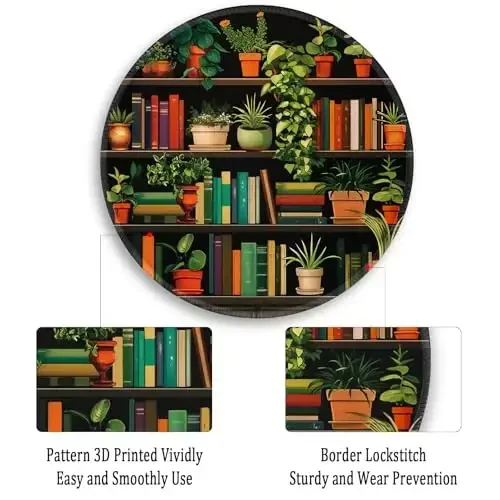 Gctriki Small Mouse Pad for Desk with Bookshelf Design - Cute Office Decor for Women, Stitched Edge Non-Slip Rubber Base, Fits Laptop & Wireless Mouse, Travel Mouse Pad for Computer Gaming - 5