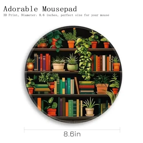 Gctriki Small Mouse Pad for Desk with Bookshelf Design - Cute Office Decor for Women, Stitched Edge Non-Slip Rubber Base, Fits Laptop & Wireless Mouse, Travel Mouse Pad for Computer Gaming - 4